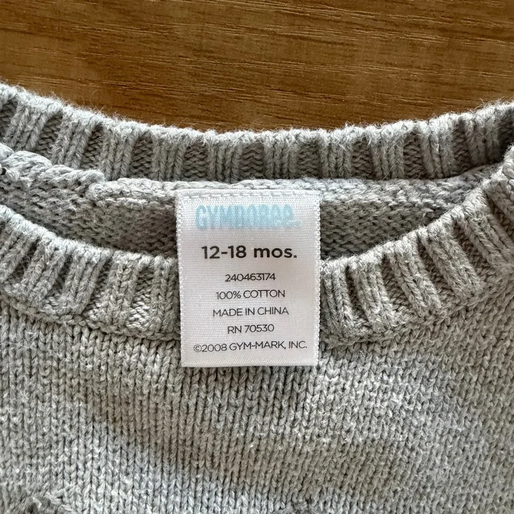 Gymboree Gray Husky Dog Cotton Knit Sweater 12-18 Months 240463174